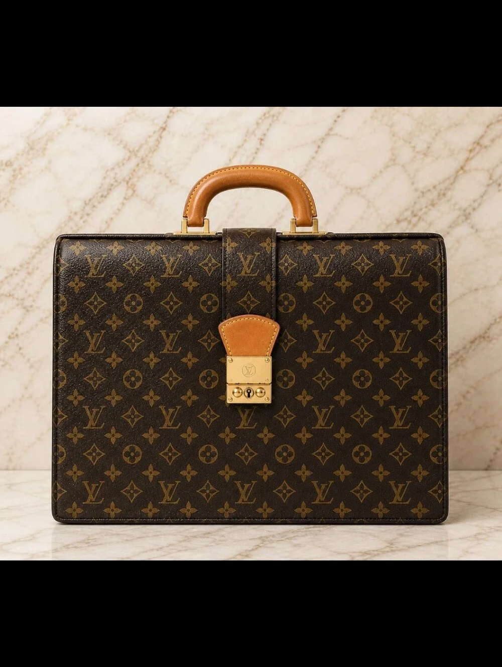 Louis Vuitton Serviette Monogram Briefcase with Tan‎ Handle